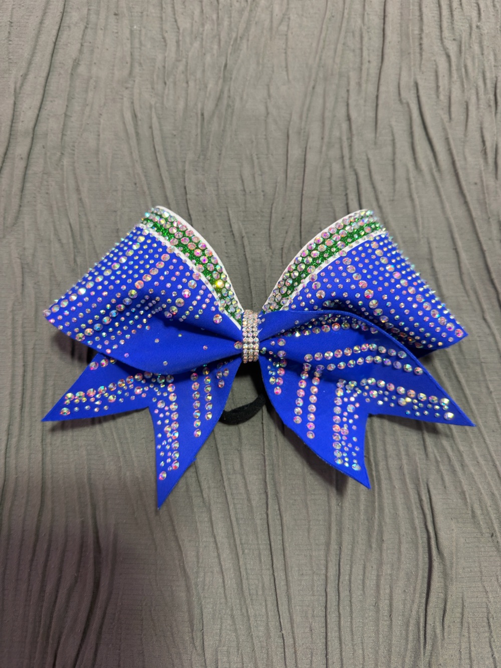 Rhinestone Embellished Royal Blue Cheer Hair Bow